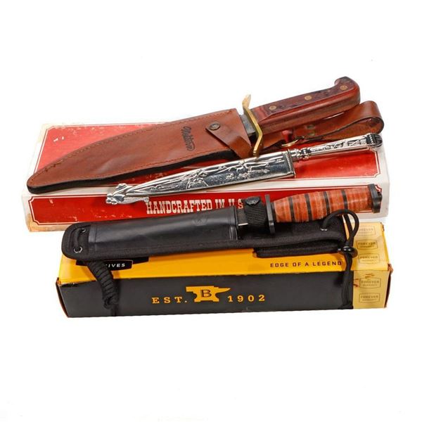 Western Brand Bowie Knife, with others.