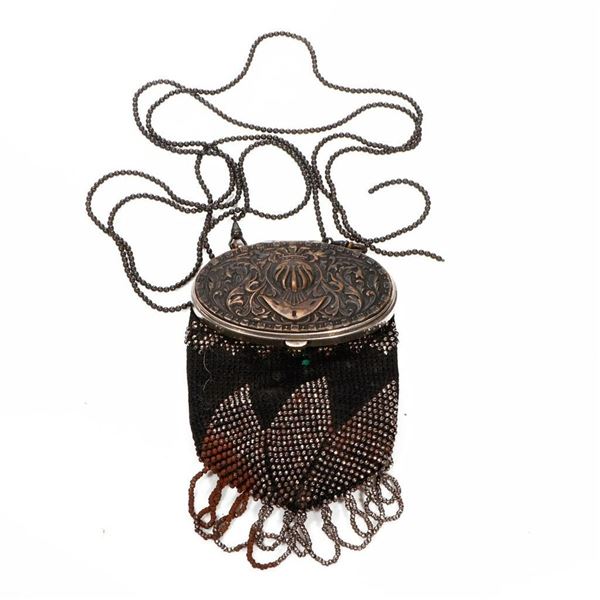 Vintage 1920s Deco Silver Mesh Purse With Blue Cabachon Stone Clasp Vintage 1920s Deco Silver Mesh Purse With Blue Cabachon Stone Clasp