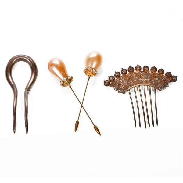 Four Vintage Hair/Hat Accoutrements.