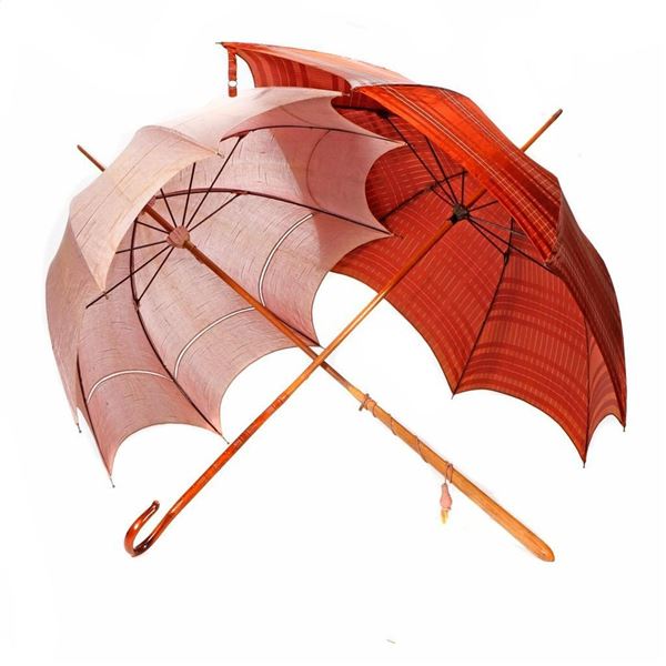 Two Edwardian Silk Parasols.