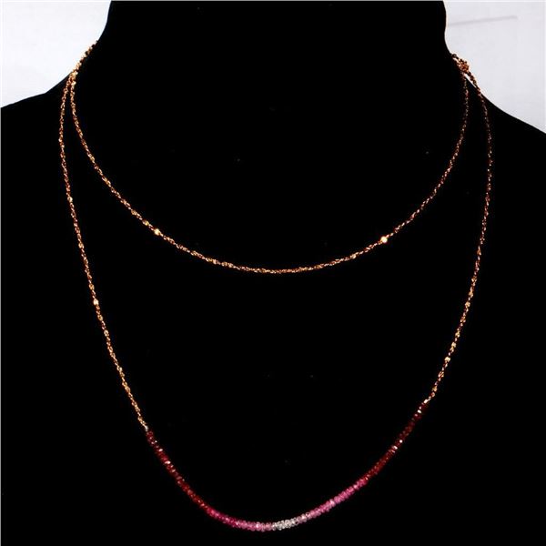 Ruby, pink and white sapphire and gilt silver necklace