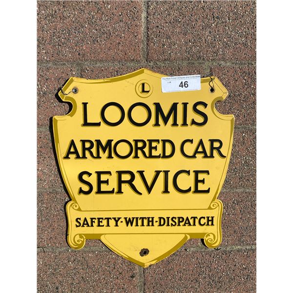 Vintage Loomis Armored Car Service Porcelain Sign