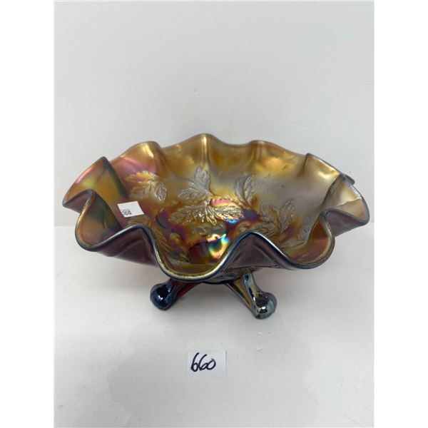 Vintage Carnival Glass Footed Candy Dish