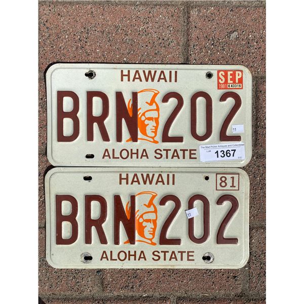 Pair Of 1981 Hawaii License Plates