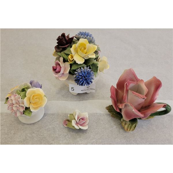 A Beautiful Assortment Of Porcelain (Flower Decor) Ornaments