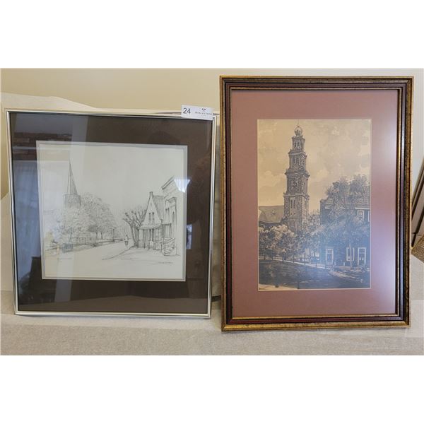 A Wonderful Drawing Of A Sleepy European Village, Accompanied By A Still Of..A Sleepy Cathedral