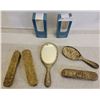 Image 2 : A Charming Set Of Antique Grooming Items (Brass/Silver-Plated, Mirror, And Bush) With 2 Perfumes