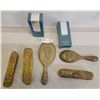Image 3 : A Charming Set Of Antique Grooming Items (Brass/Silver-Plated, Mirror, And Bush) With 2 Perfumes