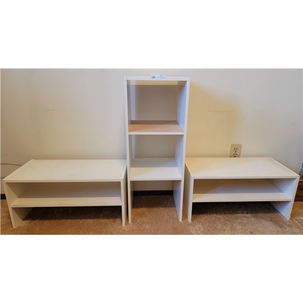 An Pair Of Shoe Racks, Accompanied By A Small Shelf