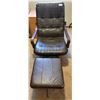 Image 1 : A Comfortable Vintage Leather Chair, With Leather Foot Stool
