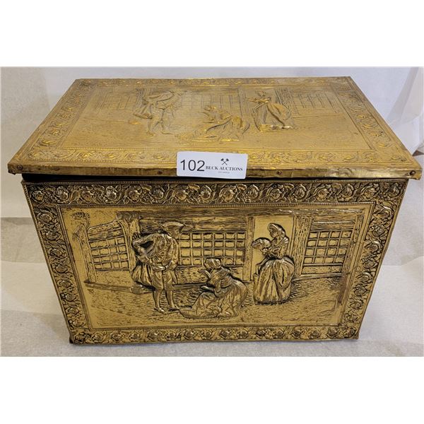 A Stunning Decorative Brass Chest, With Beautiful Velvet Lining.