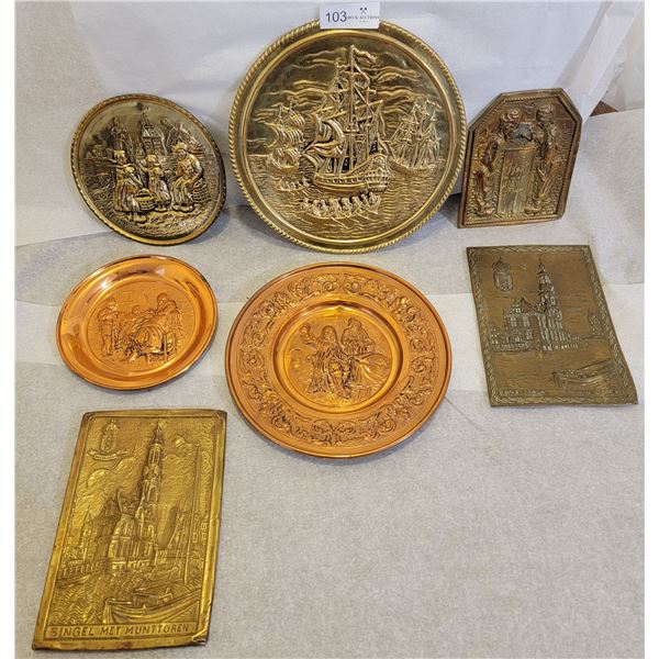 A Stunning Assortment Of Decorative Brass Plates/Plaques