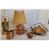 Image 1 : An Assortment Of Beautiful Copper Objects ( Lamps, Kitchenware, And Lantern )