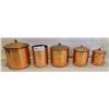 Image 1 : A Collection Of Copper Kitchen Canisters (Sugar, Coffee, Flour, Tea, And Tools)