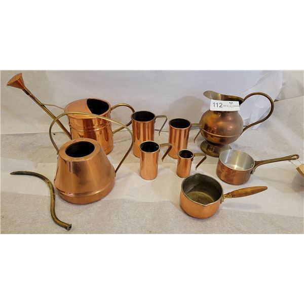 A Wonderful Array Of Decorative Copper Dishware (Measuring Cups, Water Pitcher, Water Pot)