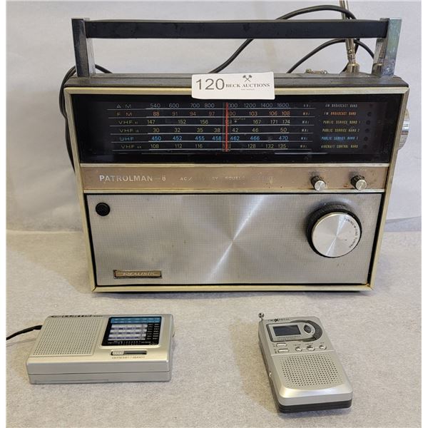 A Vintage Radio By Patrolman With 2 Mini Portable Radios