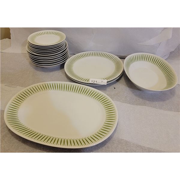 A Charming Assortment Of Porcelain Dishware (Serving Tray, Dinner Plates, Bowls)