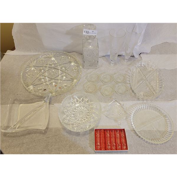 An Absolutely Beautiful Assortment Crystal/Glassware Decanters, Coasters, Serving Trays, And More!)