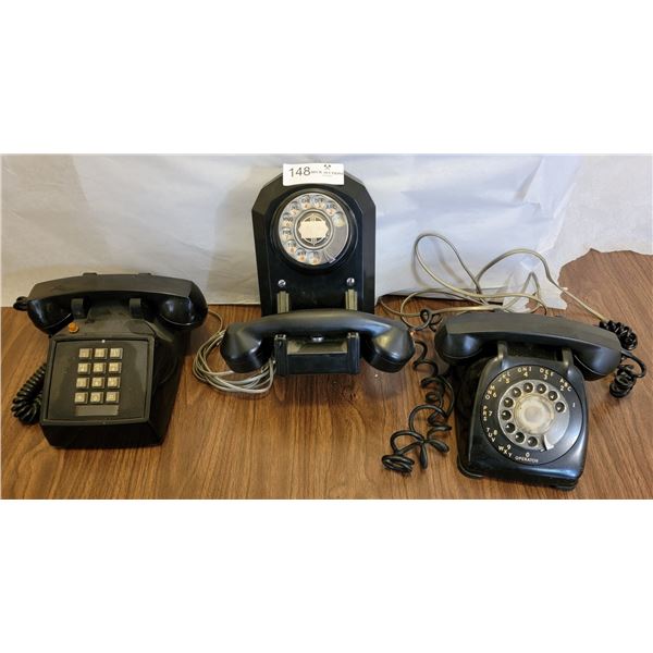 A Trio Of Vintage Telephones (1 Wall Rotary Phone, 1 Rotary Phone, 1 Vintage Phone)
