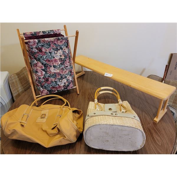 Woman's Handbags With Yarn/Craft Basket And Wood Stand