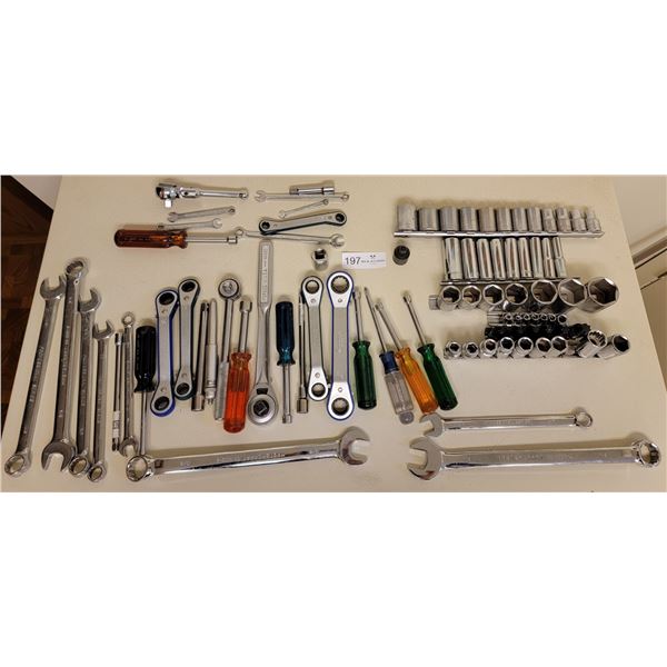 Large Assortment Of Socket Wrench Pieces And Wrenches