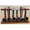 Image 1 : Collection Of Six Tabaco Smoking Pipes With Display Holder, One With Sterling Silver Band