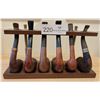 Image 3 : Collection Of Six Tabaco Smoking Pipes With Display Holder, One With Sterling Silver Band