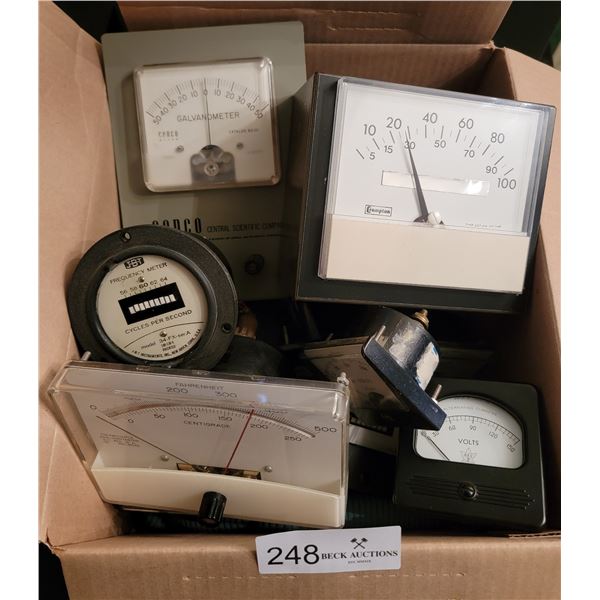 Assortment Of Cenco Galvanometer With Analog Panel Meters