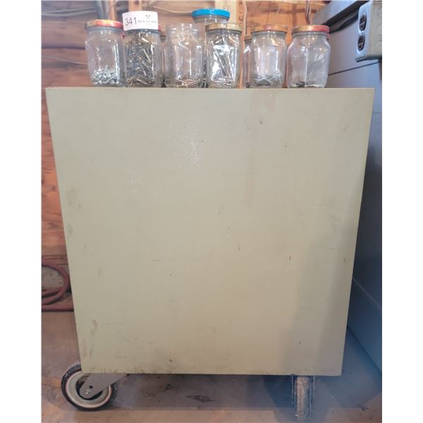 Tool Cabinet With Assorted Screws, Torque Wrench, Air Utility Cut Of Tool, And More