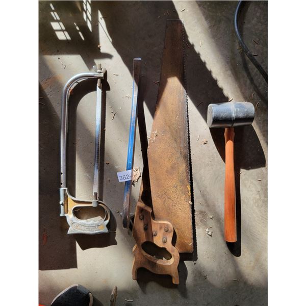 Hand Saws, Crow Bar, And Rubber Mallet