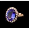 9.61 ctw Tanzanite and Diamond Ring - 14KT Rose Gold