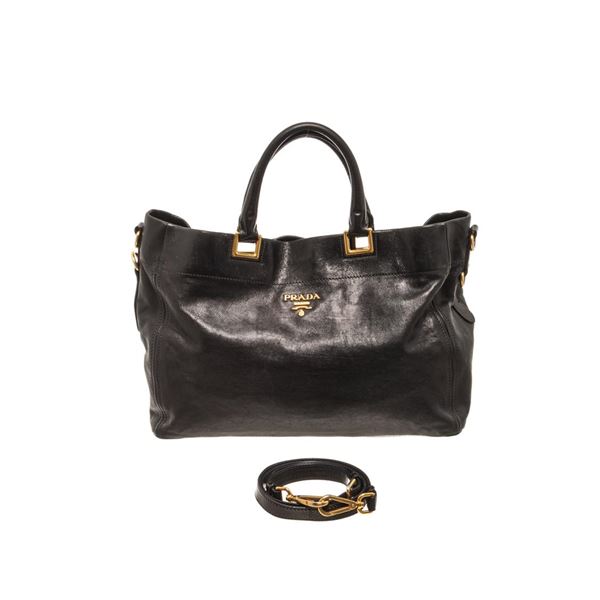 Prada Black Leather Shoulder Bag