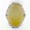 Image 1 : Antique Art Deco Platinum Moonstone Diamond Sapphire Filigree Large RARE Ring