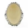 Image 4 : Antique Art Deco Platinum Moonstone Diamond Sapphire Filigree Large RARE Ring