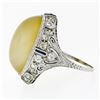 Image 6 : Antique Art Deco Platinum Moonstone Diamond Sapphire Filigree Large RARE Ring