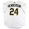 Image 1 : Athletics Rickey Henderson "Man Of Steal" Signed White Nike Jersey BAS Witnessed