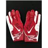 Image 1 : AJ GREEN DUAL SIGNED GAME USED FOOTBALL GLOVES  (PHOTO MATCH INCLUDED CARDINALS COA)