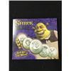 Image 1 : 2001 SHREK 5 COIN AND STICKER SET BY ROYAL CANADIAN MINT