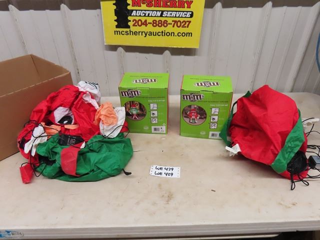 2 5m Inflatables 2 M&M Inflatables 3.5' with Boxes - McSherry Auction Service Ltd.