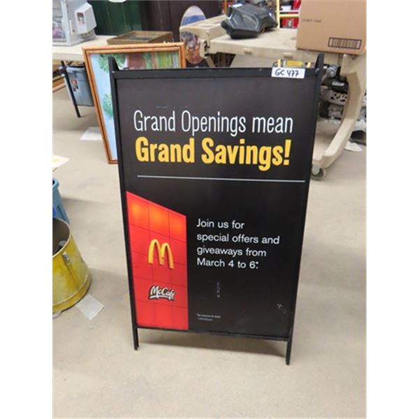 McDonalds Metal Frame Sidewalk Sign 24