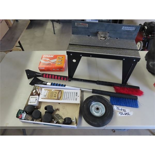 Craftsman Router Table, 2 Snow Brushes, Utility Knife, Casters, Filter,
