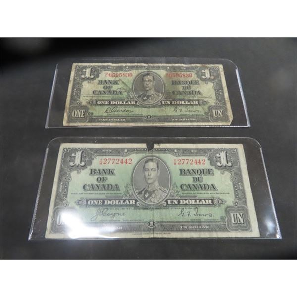 (2) 1937 Canada $1 Paper Bills