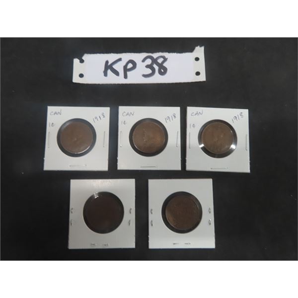 5 1918 Canada 1 Cent Coins Large Pennies McSherry Auction Service 5-1918-canada-1-cent-coins-large-pennies-mcsherry-auction-service