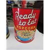 Image 2 : Assorted Tins ; 2 Gal Popcorn, 2 Honey Tins, Tobacco, 2 Modern Tins, Glass Jar