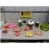 Image 1 : Plastic Kitchen Ware ; Juice Jugs, Cake Dome, Melmac Bowls, Tupperware