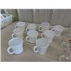 Image 2 : 9 Milk Glass White Federal Coffee Mugs, 5 Matching Glasses, 8 Glasses with
