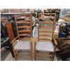 Image 1 : Pair of Ladder Back Arm Chairs with Weaved Seat 56" tall 