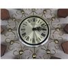 Image 2 : Vintage Look Phinny Walker Brass + Wood Wall Clock - Battery Operated 25" Wide