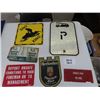 Image 1 : Assorted Tin + Metal Signs ; No Parking, Fire Zone, Snowmobile Crossing, 
