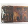 Image 2 : 1918 Ontario License Plate - Unrestored - Metal